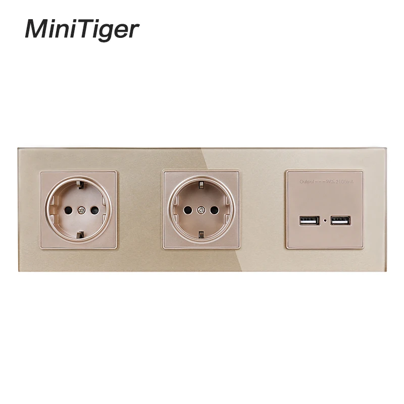 Настенная электрическая розетка Minitiger с двойным USB портом 16 А 5 В 2 А|Электрические