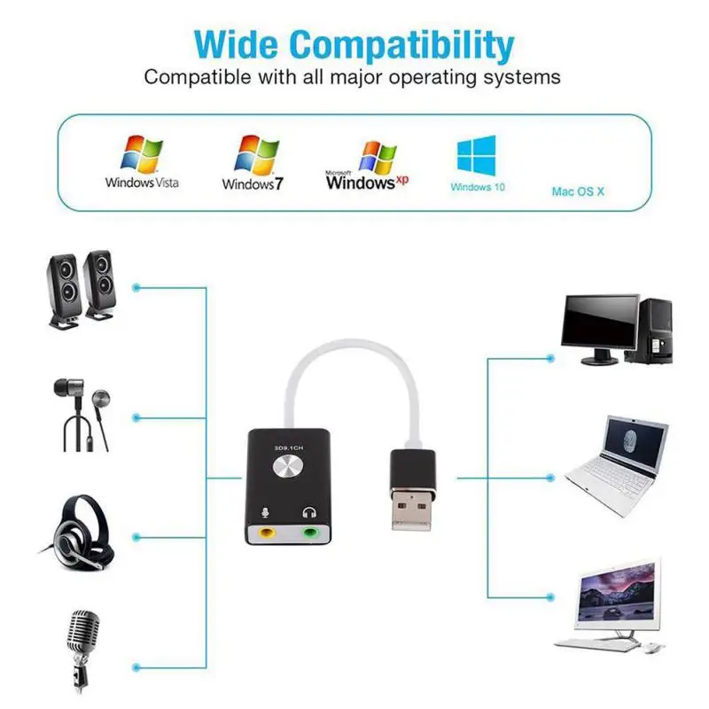 USB Внешняя независимая звуковая карта для настольного компьютера/ноутбука с 3 5 мм