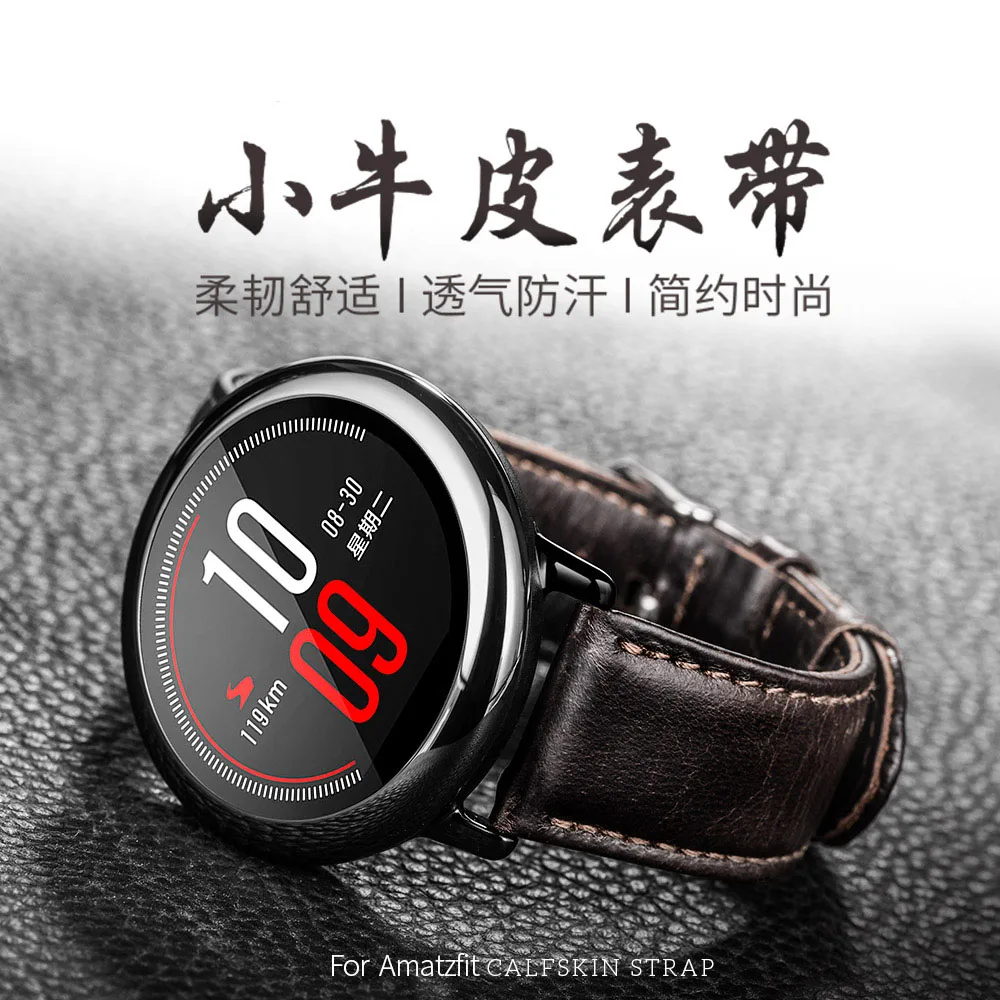 Смарт аксессуары для Amazfit Stratos ремешок 22 мм часов Xiaomi Watch 1 2 Pace из натуральной кожи
