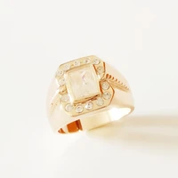 men big ring 585 rose gold color jewelry trendy square white natural stone boy vintage zircon jewelry fashion men rings