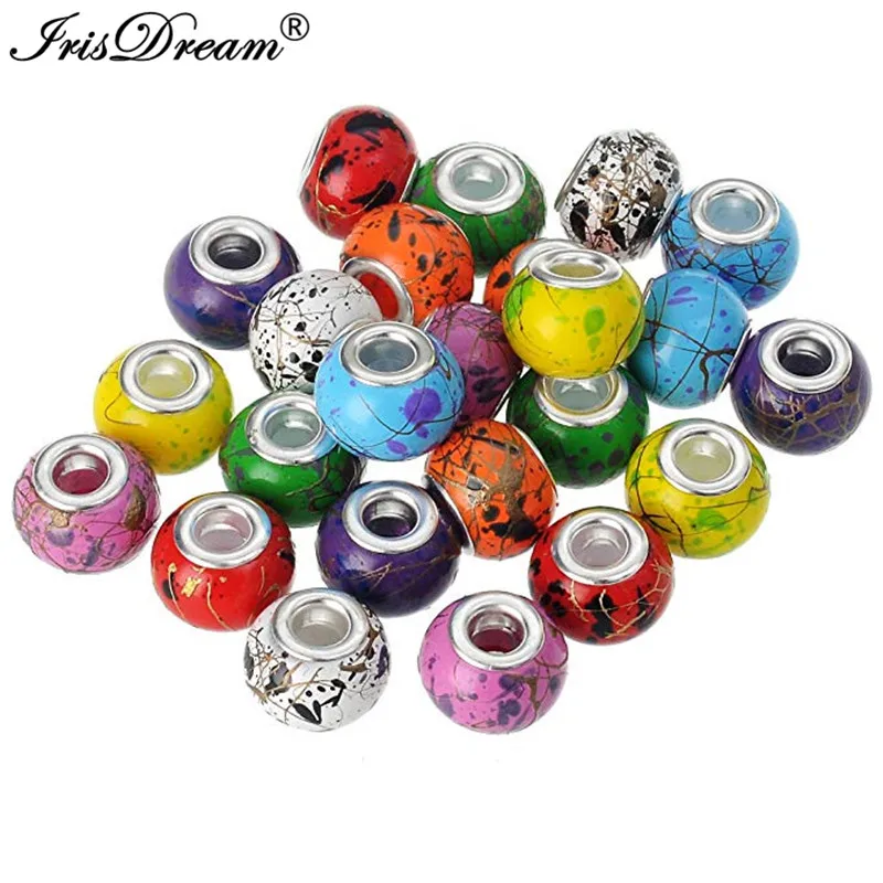 

10PCS Lot Assorted Big Hole Round Loose Murano Spacer Crystal Glass Beads Fit Pandora Charms Bracelet For DIY Jewelry Necklace