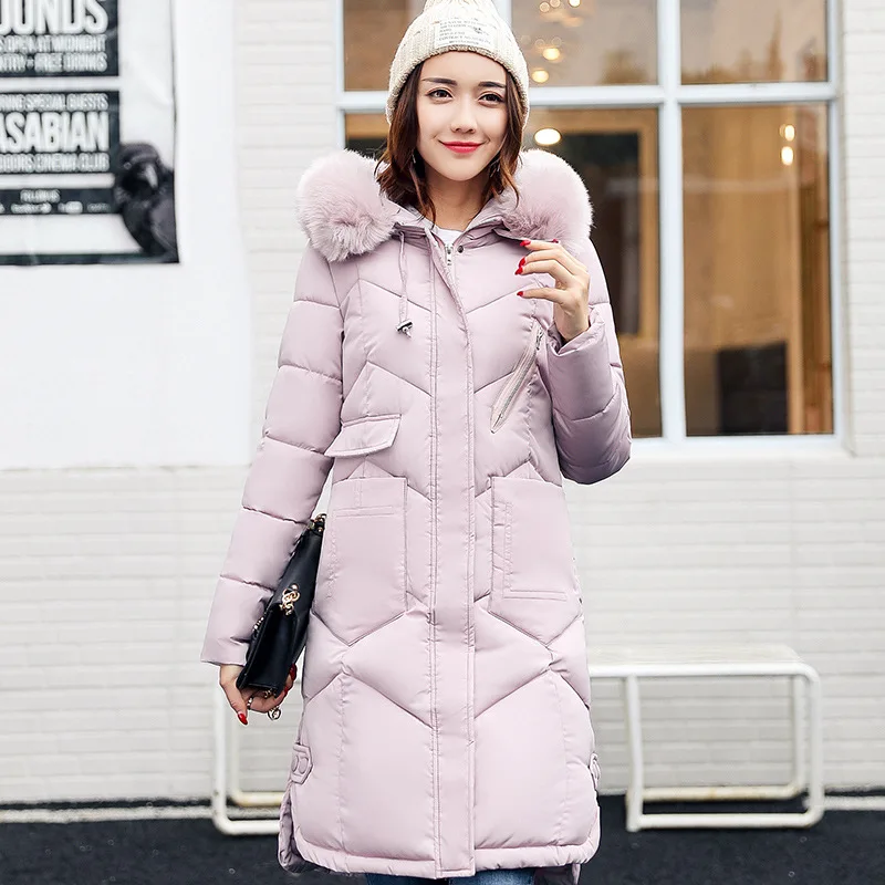 Neploe 2019 Winter New Hooded Thick Slim Down Cotton Jacket Women Big Fur Collar Warm Long Parkas Zipper Pocket Coat 66335 | Женская