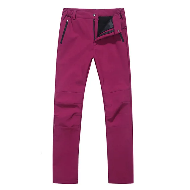 Women Purple Горные мужские и женские Зимние флисовые походные брюки из флиса, ветрозащитные теплые походные спортивные брюки VA468 - Цвет: Women Purple