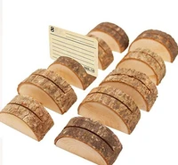 tree stump place card holder rustic style seat folder photo clip natural wooden semicircle style sn2326