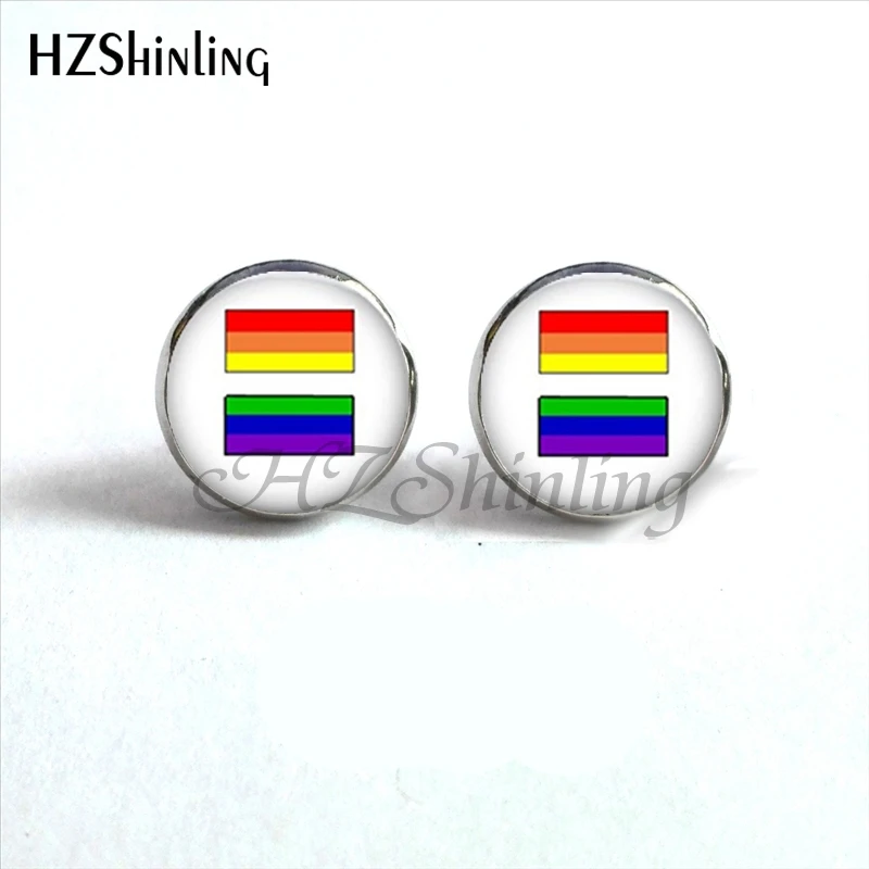 Серьги гвоздики NES 0049 Bi Pride гипоаллергенные серьги ювелирные изделия стеклянные с