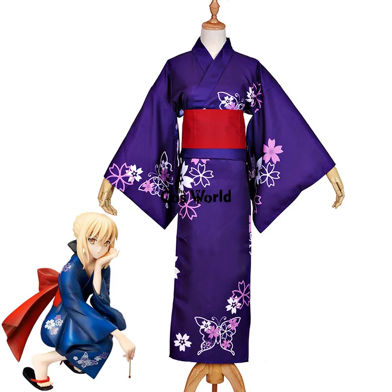 Кимоно для косплея Fate Zero Stay Night темно синее юката|anime cosplay costumes|cosplay costumeanime |