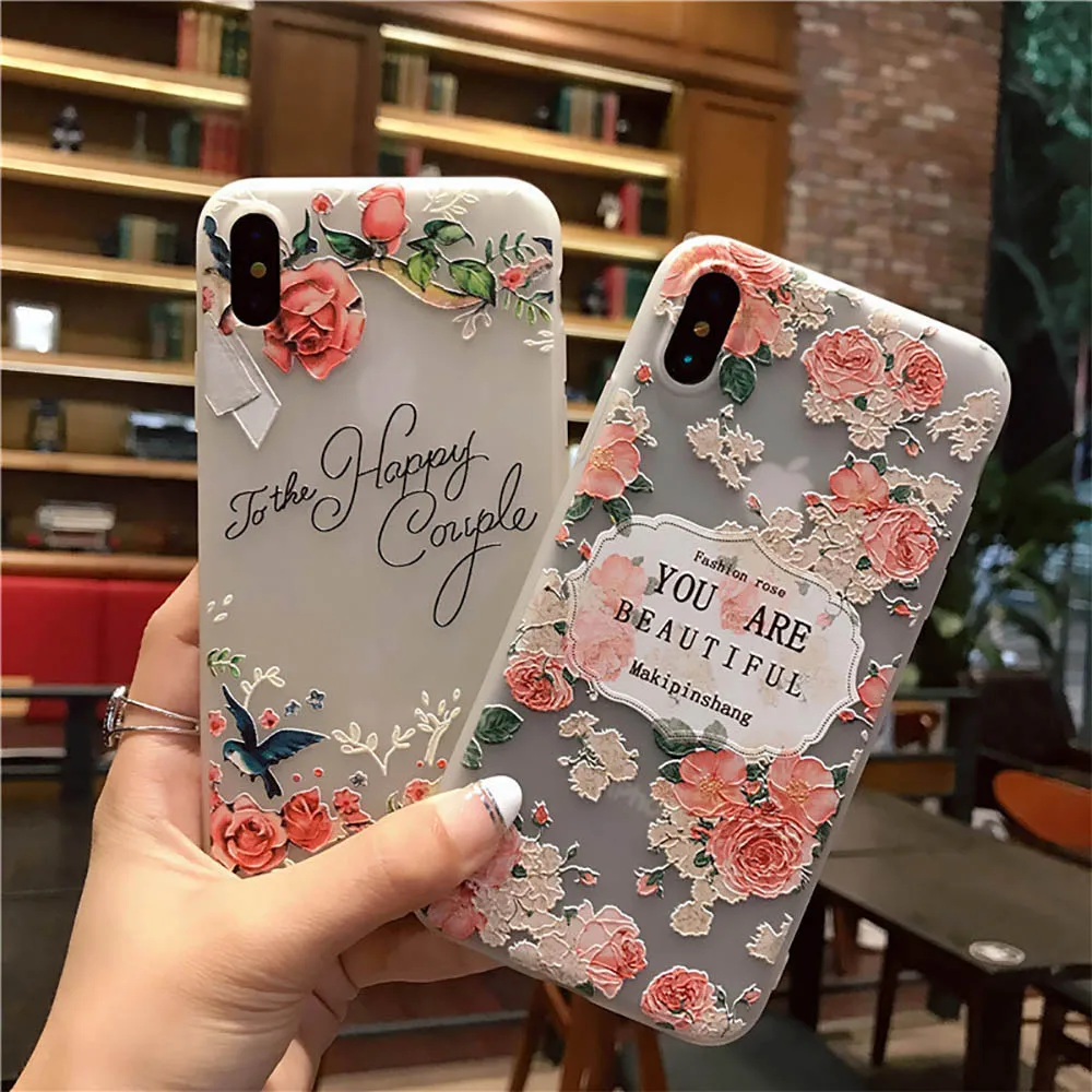 Flower Phone Case For iPhone 7 6S 8 6 Plus X XR XS Romance Cherry Blossom Soft TPU Pink Sakura Rose Back Cover Capa |