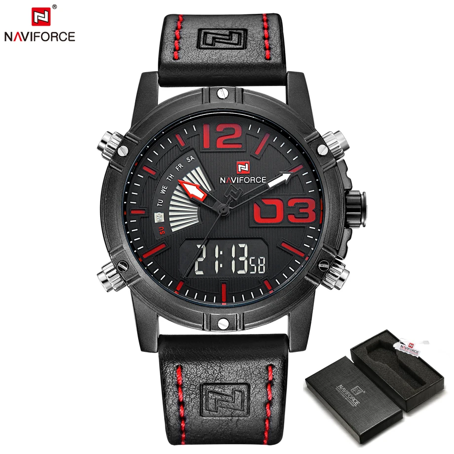 Часы NAVIFORCE мужские спортивные армейские кварцевые аналоговые светодиодные