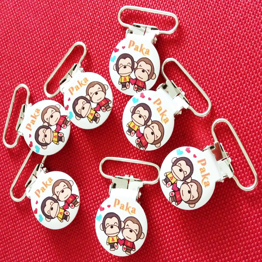 

New Hot Sale100 Round Shape Pacifier Suspender Clips Holder Crafts metal suspender clips 25mm