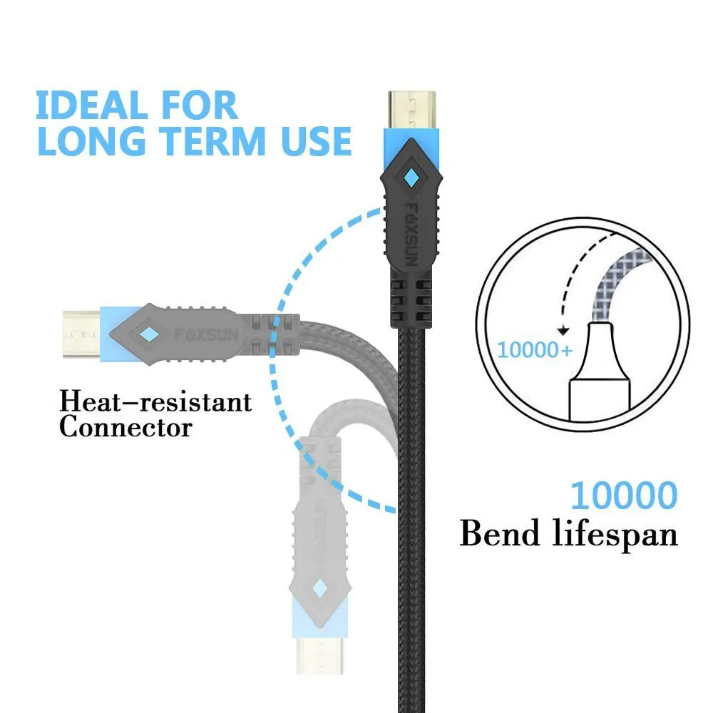 Micro USB кабель Android нейлоновый плетеный шнур для быстрой зарядки Samsung Galaxy S7 Edge S6 Kindle