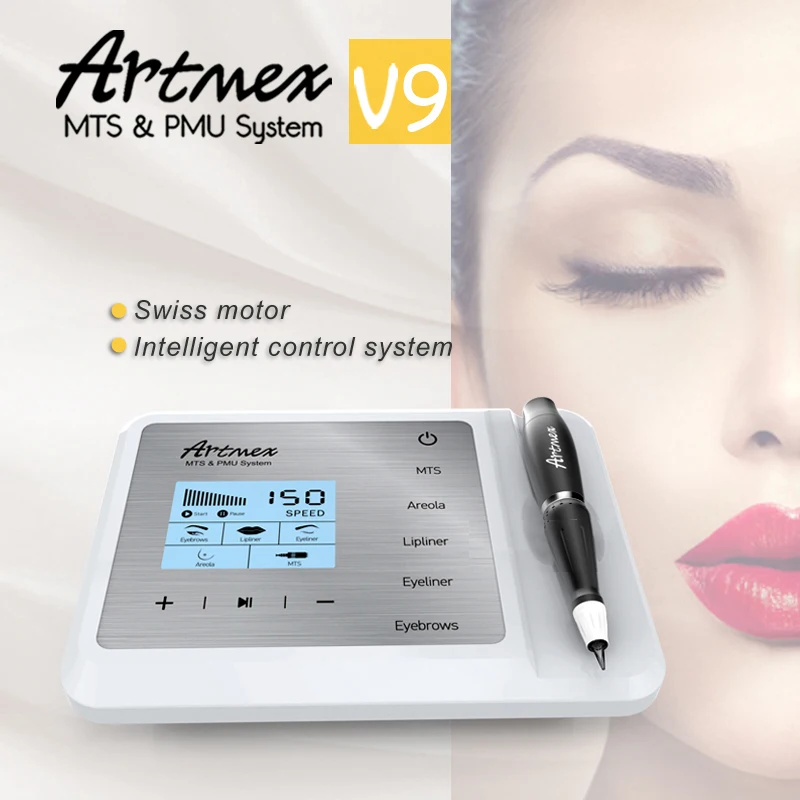 Artmex V9 Вращающаяся ручка для бровей и губ Перманентный макияж тату машина МТС пму
