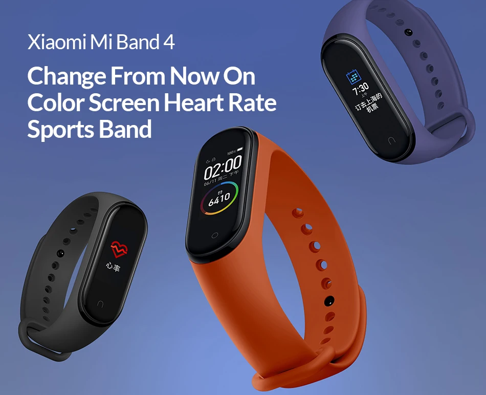 Xiaomi Mi браслет 4 умный английский Русский Испанский фитнес-браслет с частотой сердечных сокращений 135 мАч Bluetooth 5,0 50 м водонепроницаемый