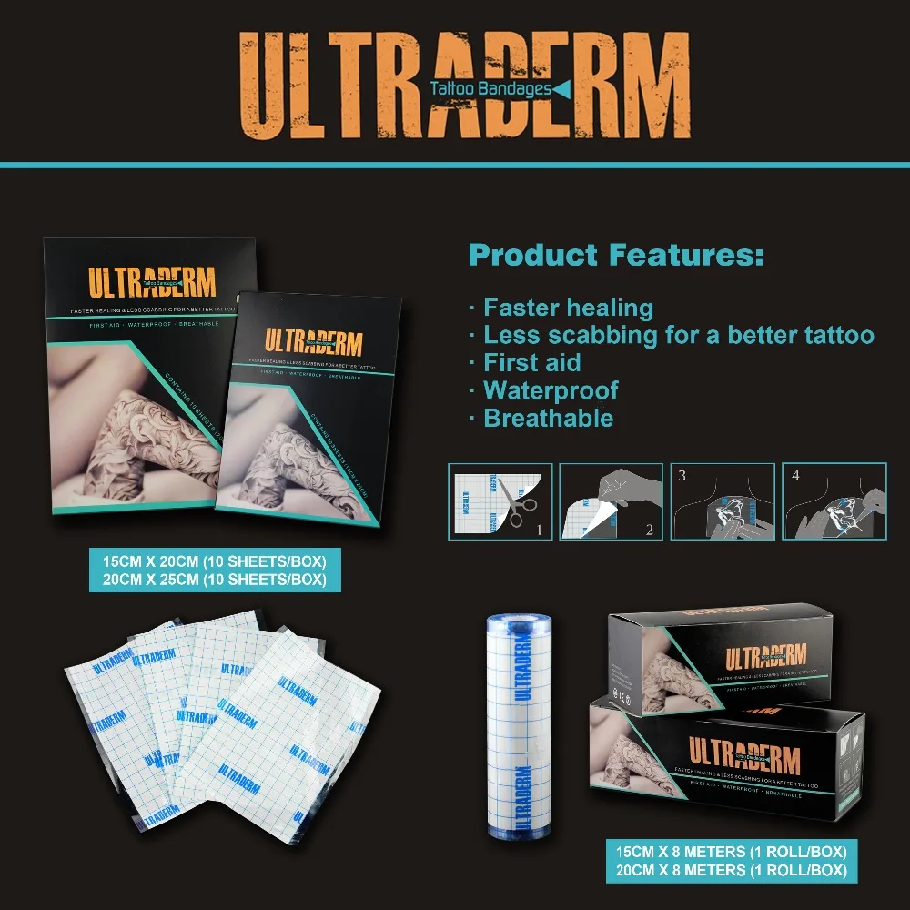 Оригинальный американский бандаж для послеухода за татуировкой Ultraderm|Аксессуары