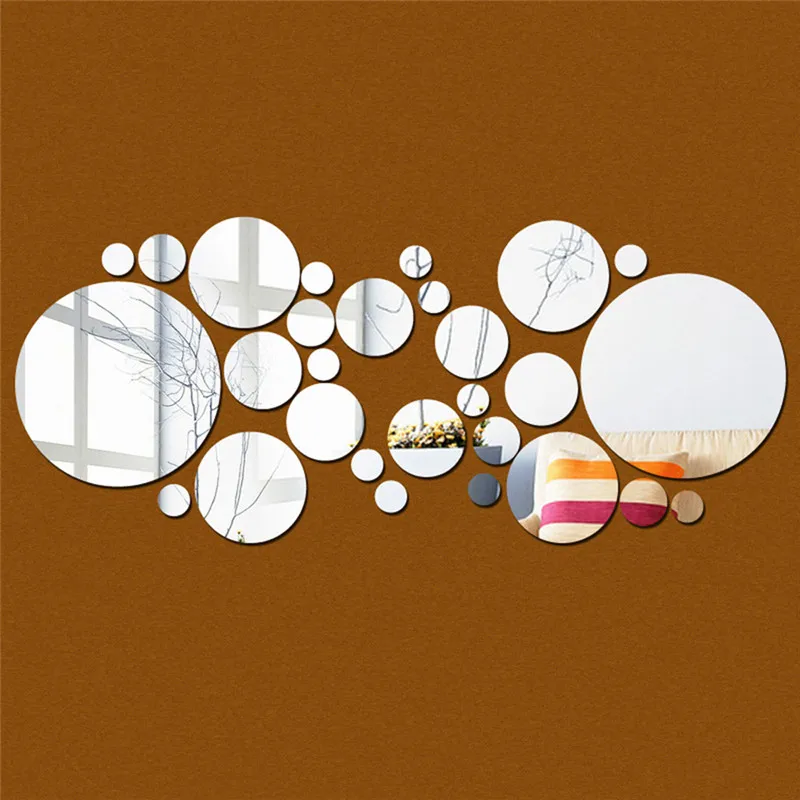 

30pc/set DIY Small Round Point Acrylic Mirror Effect Sticker Wall Sticker Mirror Surface Wall Stickers Home Decoration 2 Colors