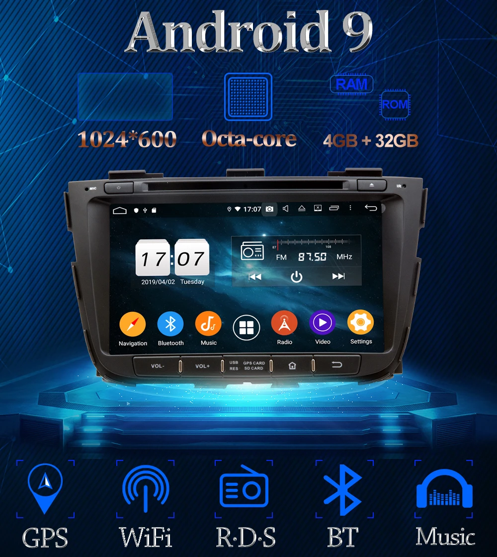 Owtosin 2 Din Android 9,0 Автомобильный DVD Радио для Kia SORENTO 2012 2013 Автомобильный мультимедийный gps навигатор 4 Гб ram 32 Гб rom