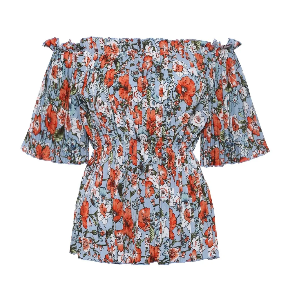 Для женщин Винтажная блузка с цветочным принтом salsh шеи принцессы Половина