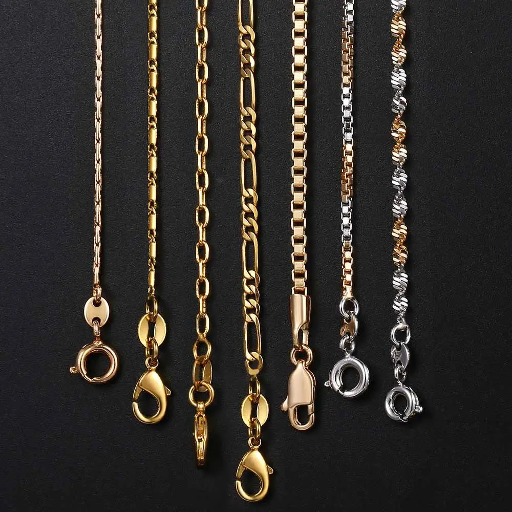 Женское Ожерелье золотая коробка Rolo Figaro цепочка ожерелья для женщин ювелирные