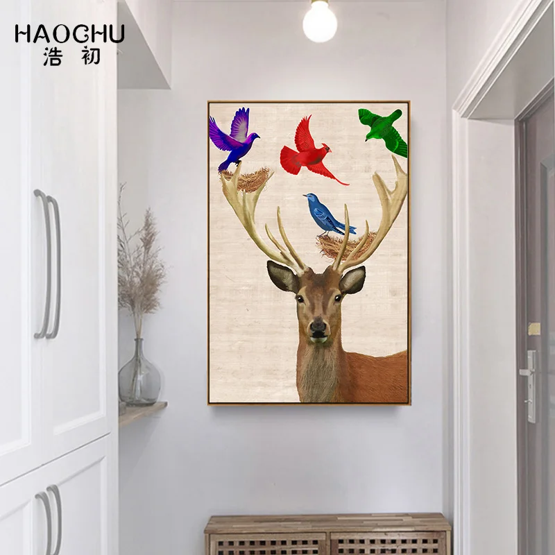 Новогоднее украшение на стену в виде животного HAOCHU Постер спальню современный