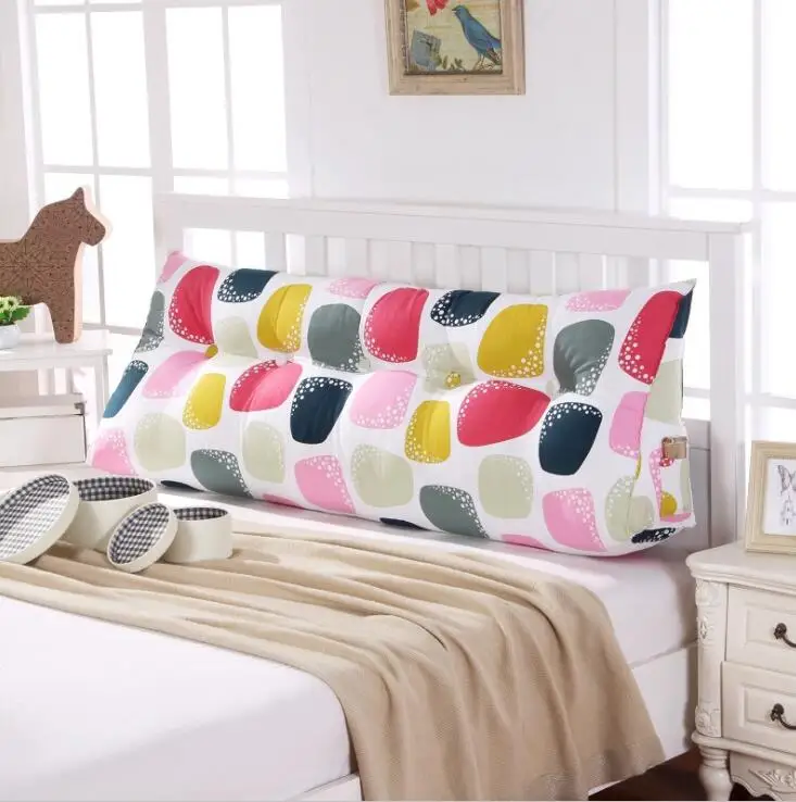 color6 New 50x150cm Printed Cotton Wedge Pillow for Bed Backrest Cushion Washable large Waist Support Cushion Home Decor Bedside Pillow - Цвет: color6
