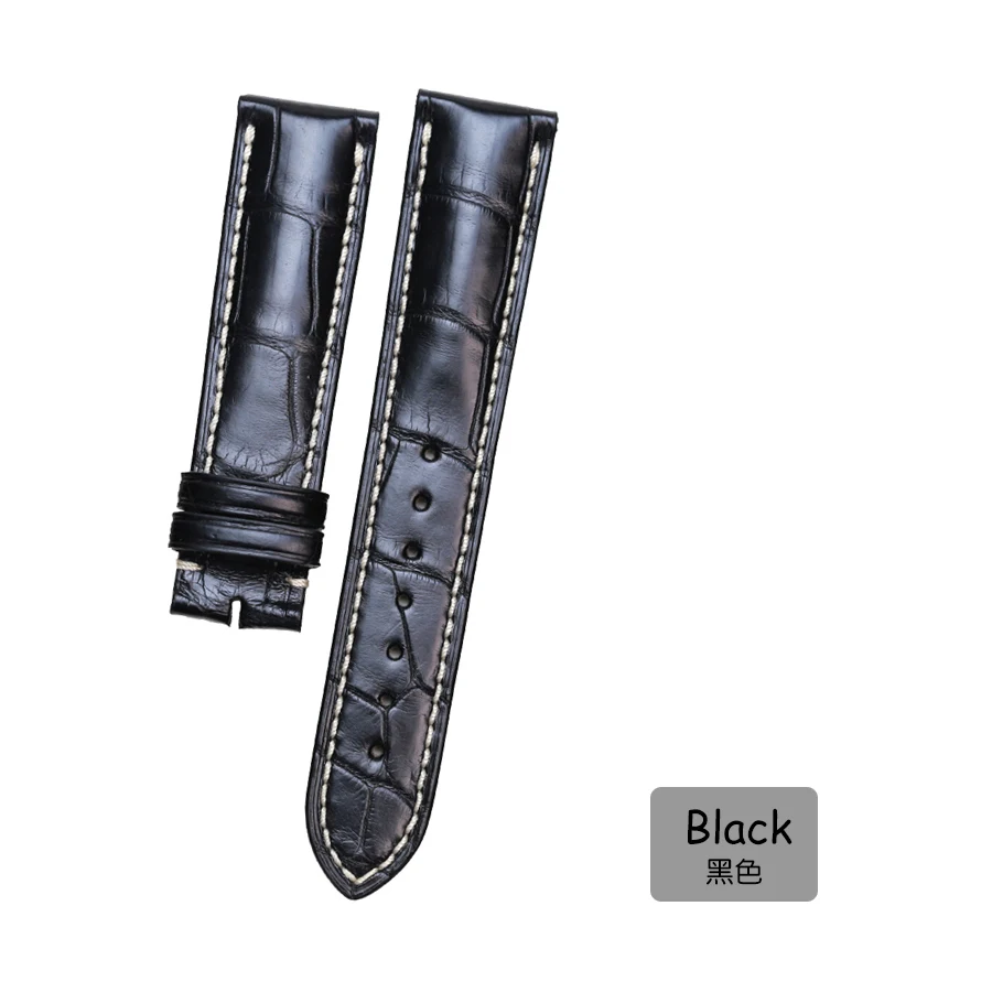 SAUPPO мягкие из крокодиловый кожи Подходит для Longines коллекция мастера ремень для часов пояса из натуральной кожи часы для мужчин браслет - Цвет ремешка: Black