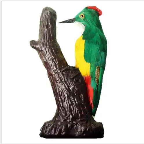 WYZHY simulation feather green black woodpecker teaching early education home furnishing handicrafts 14cmx7cmx24cm | Игрушки и хобби