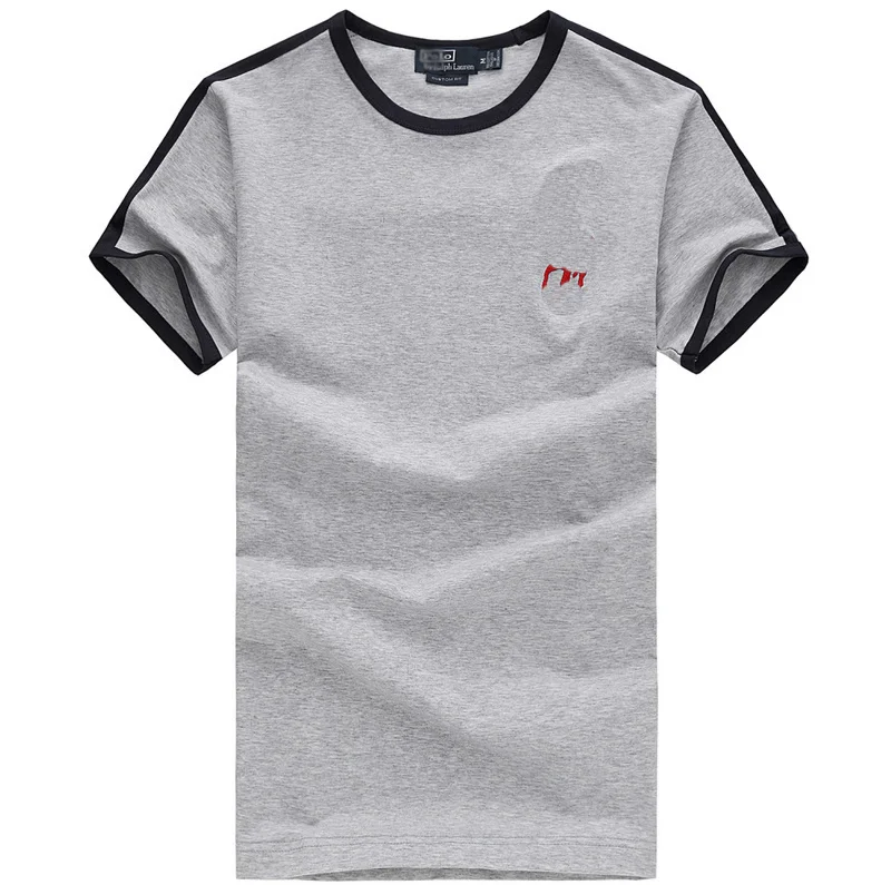 2014 new free shipping men's round neck short sleeve T-shirt embroidery LOGO fashion good quality low price 4-color | Мужская одежда