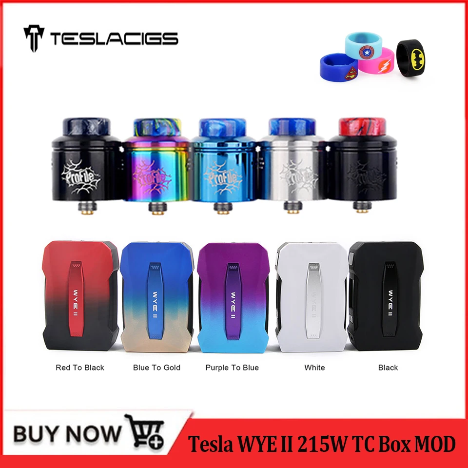 Оригинальный Tesla WYE II 215 Вт TC коробка мод с профилем RDA бак атомайзера 24 мм 510 нить