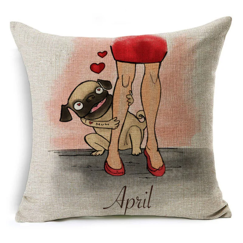 Monily Прекрасный чехол для подушки с мультяшным принтом бульдога 12 месяцев