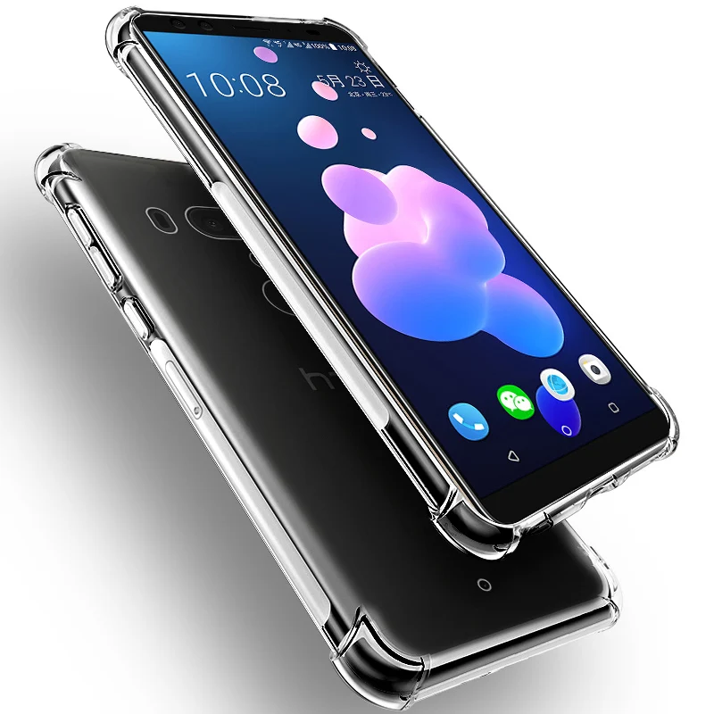 2 шт. для HTC U12 Plus + чехол противоударный защитный мягкий прозрачная задняя крышка