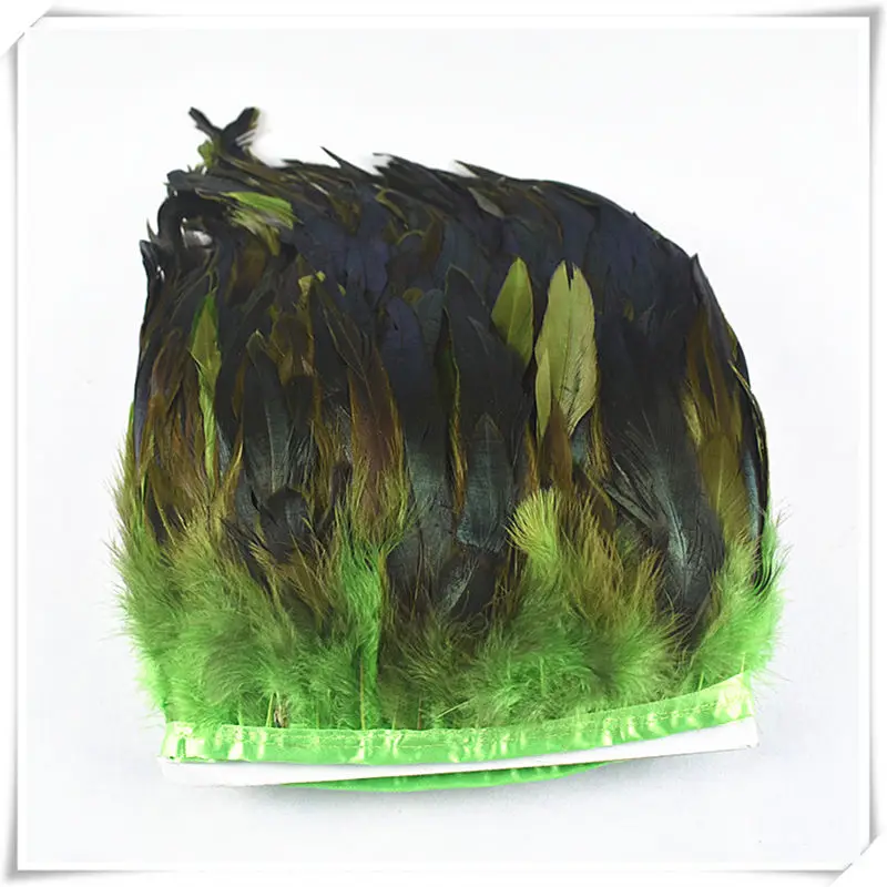 Apple Green 1 ярдов куриный петух перо лента бахрома отделка рукоделие diy Перья для рукоделия Декор Перья для изготовления ювелирных изделий - Цвет: Apple Green