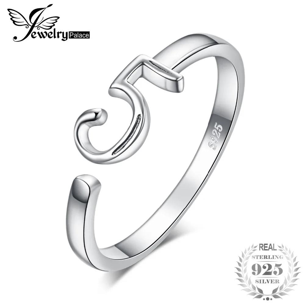 JewelryPalace счастливое число 5 рождения Юбилей регулируемое Открытое кольцо 925 пробы