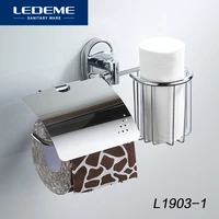 ledeme toilet paper holder with shelf wall mounted stainless steel basket and paper holders multifunction bath hardware l1903 1