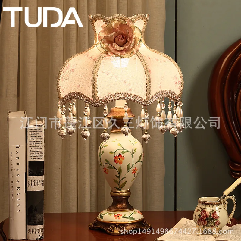TUDA American Retro Palace Bedroom Table Lamp European Warm Creative Simple Study Living Room Remote Control Bed | Освещение