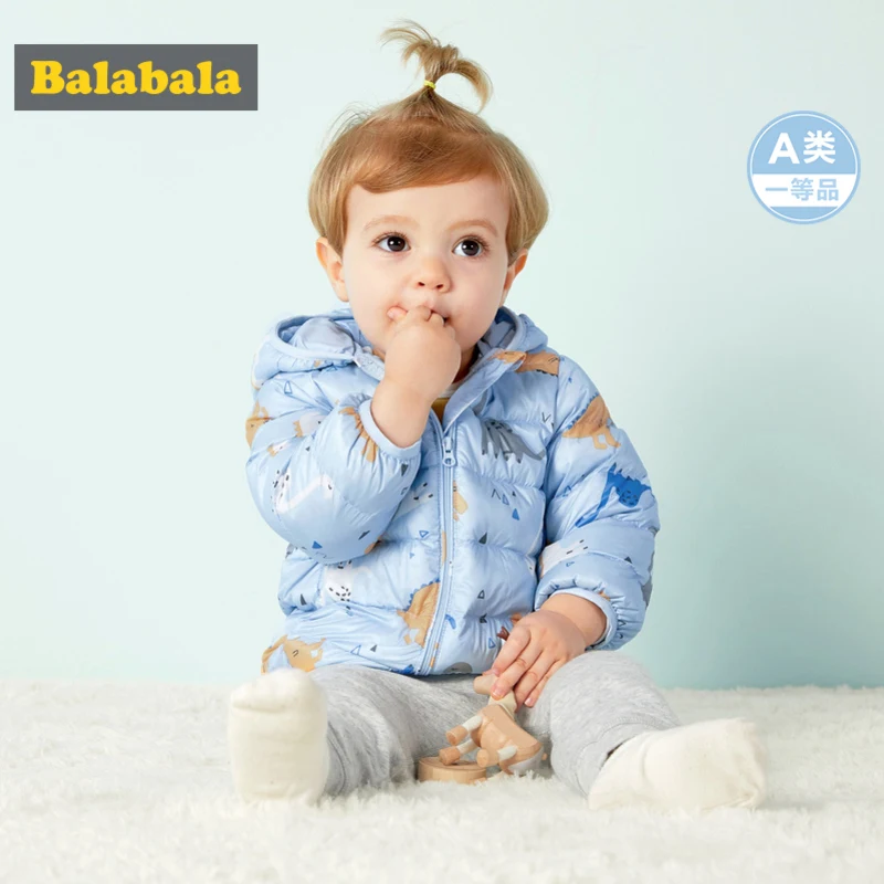 Balabala Infant Baby Lightweight Critter Down Jacket Printed Newborn Girl Boy Hooded Puffer with Zip Chinlon Lined | Детская одежда и