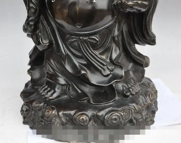 

Free shipping S00518 17"china bronze gilt happy laugh Maitreya Buddha wealth yuanbao money bag statue