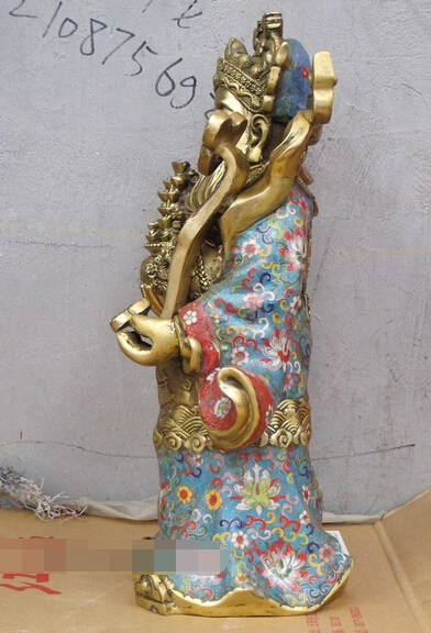 huij 006415 20&quotChinese Bronze Cloisonne folk religion dragon God of Wealth Bi Gan Statue | Дом и сад