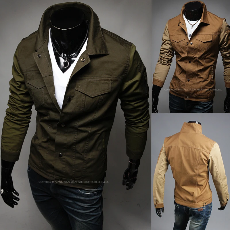 2014 NEW autumn winter silm fit patchwork casual men jacket outwear jackets for coat veste homme plus size XXL | Мужская одежда