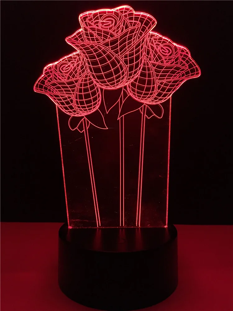 Красивая Праздничная декоративная трехмерная лампа в форме розы светодиодный