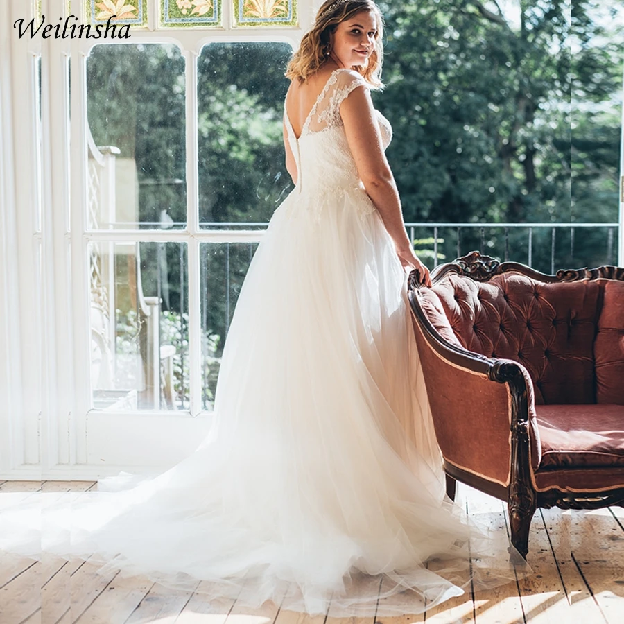 Weilinsha/свадебное платье большого размера Vestido De Novia с рукавами крылышками и