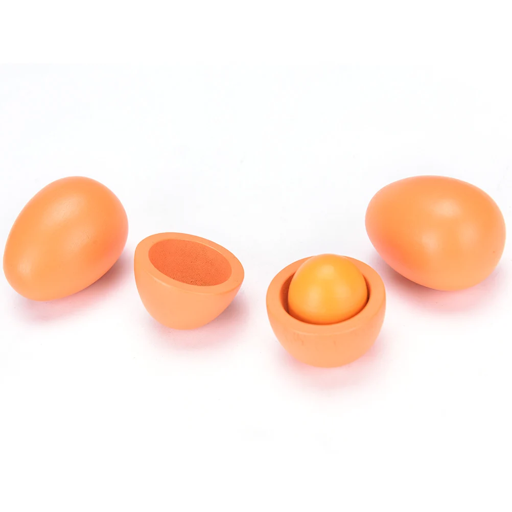 

1 set Wooden Kitchen Food Eggs Toy Set Yolk Food Eggs Preschool Educational Toys For Girls Girl Kids Pretend Play Toys