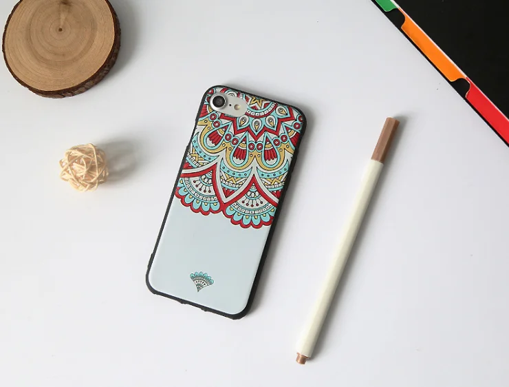 3D Carving painting phone Cases For Iphone 6 6s 6Plus 7 8 plus Soft Fundas TPU Silicon Mandala Floral Cartoon Phone Cover Case |