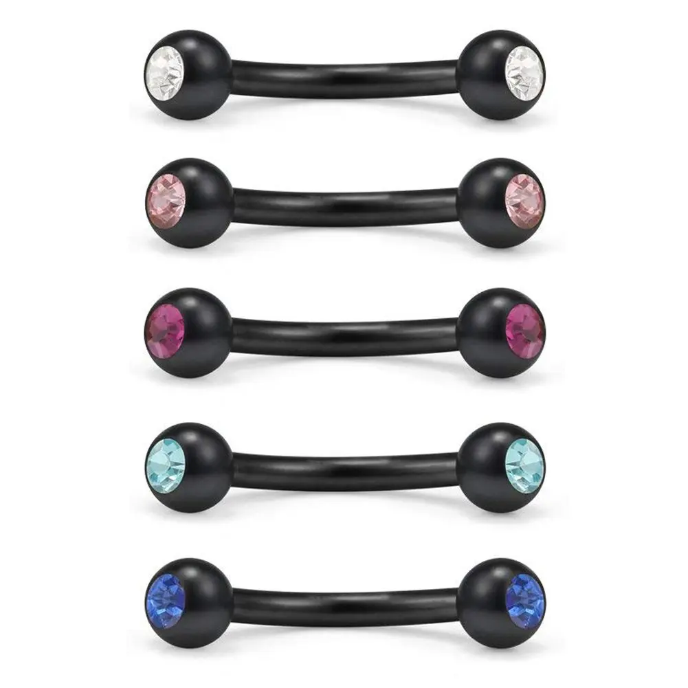 16 г 1 4 мм изогнутая штанга с инкрустированным фианитом шариком для бровей Пирсинг