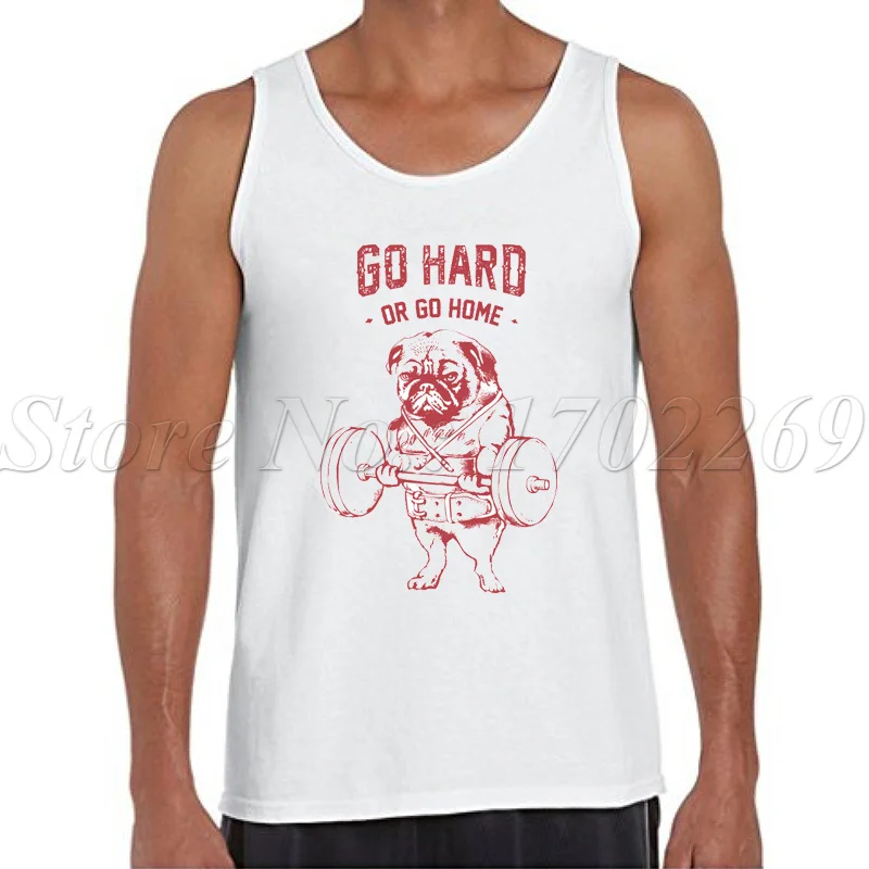 Go Hard or Home Men tank tops Frenchie printed men Vest Pug Squat fashion male singlets Do You Even Lift | Мужская одежда