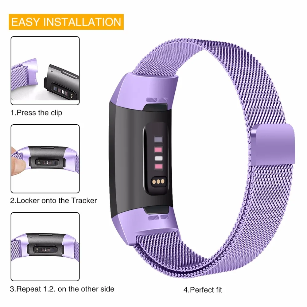 OULUCCI металлический ремешок из нержавеющей стали для браслета Fitbit charge 2 Миланская петля Магнитный Fitbit charge 3 ремешок умный Браслет для женщин и мужчин
