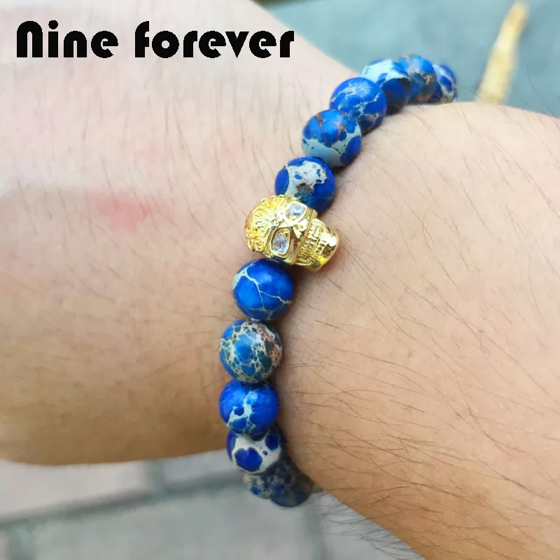 

Nine forever bileklik beads bracelet men jewelry natural stone skull charm bracelets & bangles pulseira masculina Gifts