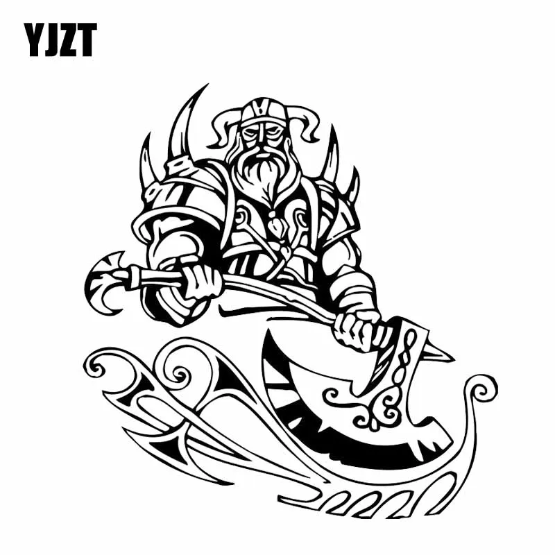 YJZT сильная мощная виниловая наклейка 16,1*16,9 см с изображением воина викингов, солдат, черное/серебристое покрытие для тела