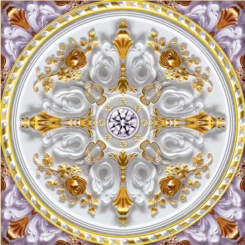 Большой роскошный 3d обои потолок Королевский рельефный узор Фотообои|photo wall murals|3d