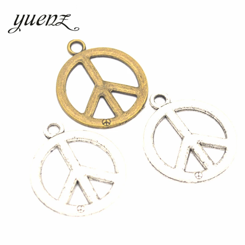 YuenZ 10pcs Alloy Metal Antique Silver color peace Pendants Charms DIY Jewelry Findings For Necklace Making 27*23mm J129 | Украшения и