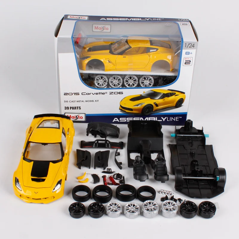 Maisto 1:24 chevrolet corvette z06 сборная линия желтый автомобиль литья под давлением Набор 39