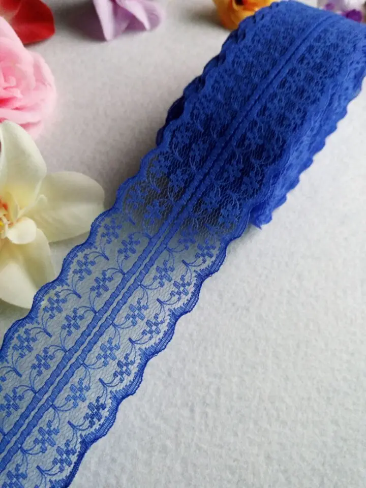 Новинка! 10 ярдов красивой кружевной ленты, шириной 4,5 см, DIY одежды/аксессуаров/цветочные аксессуары и т. Д - Цвет: royal  blue